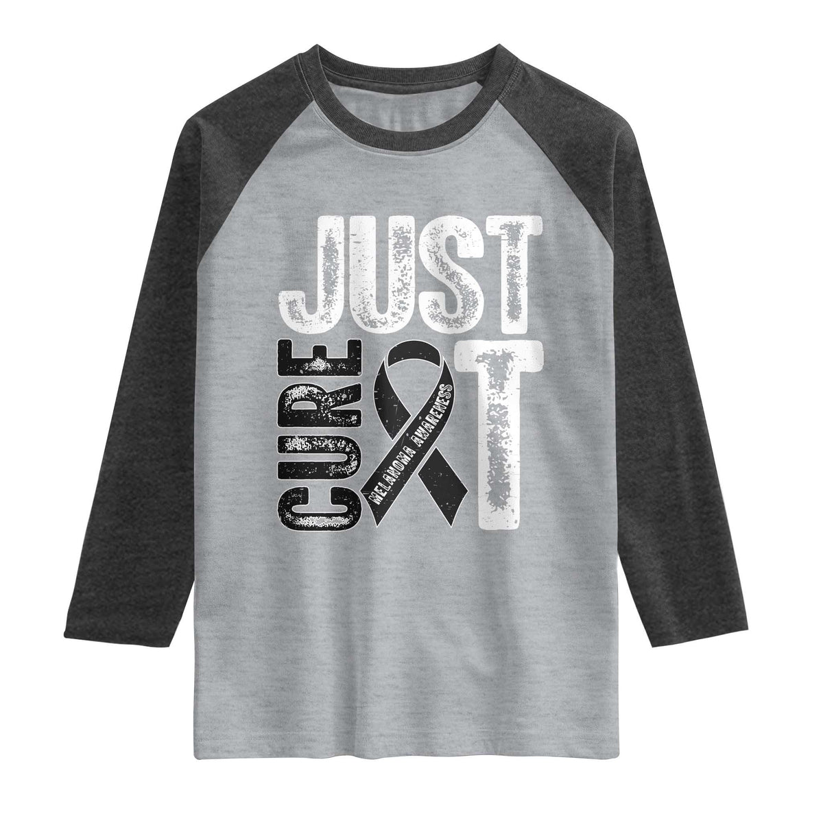 Skin Cancer Warrior Awareness Fighter Raglan Shirt Just Cure It