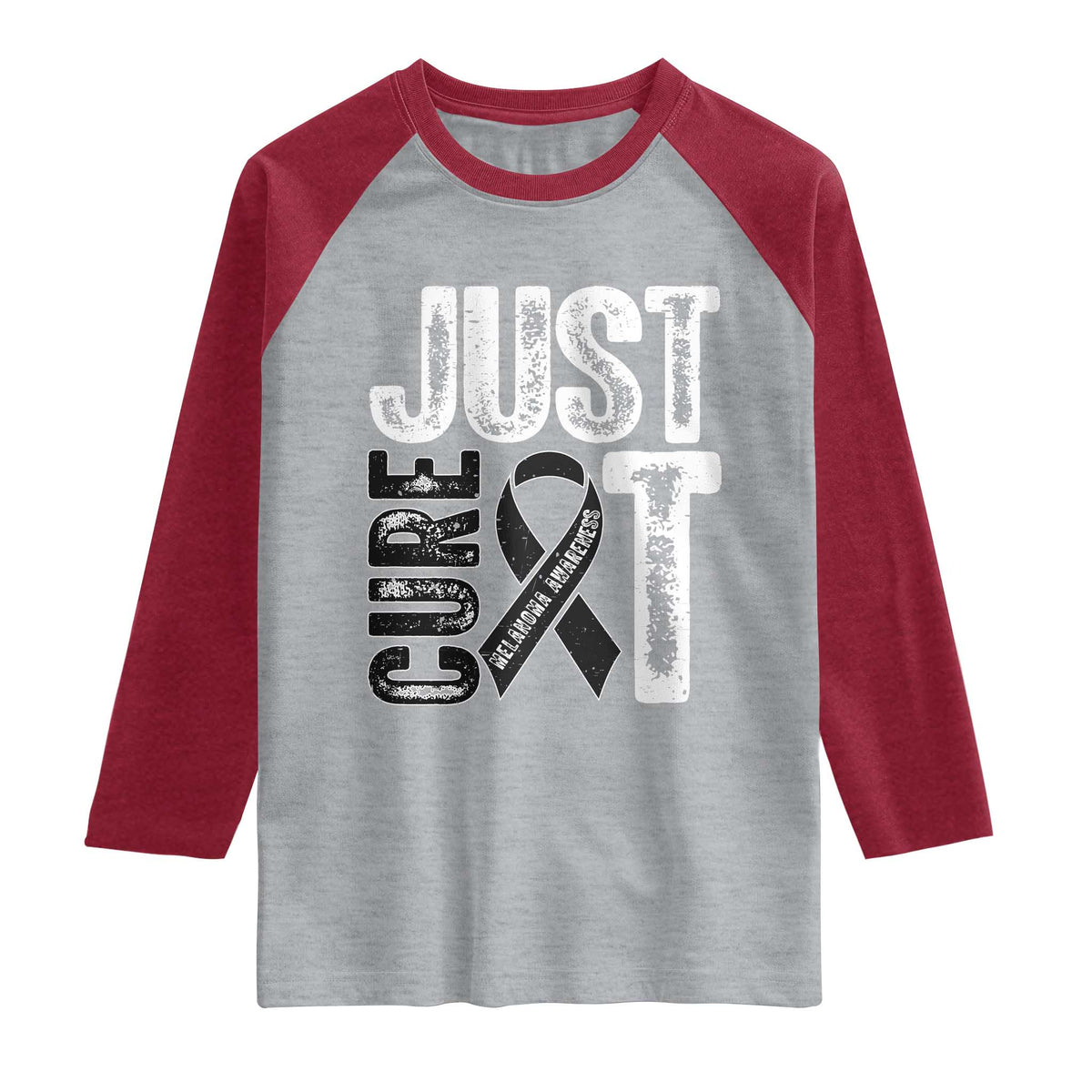 Skin Cancer Warrior Awareness Fighter Raglan Shirt Just Cure It
