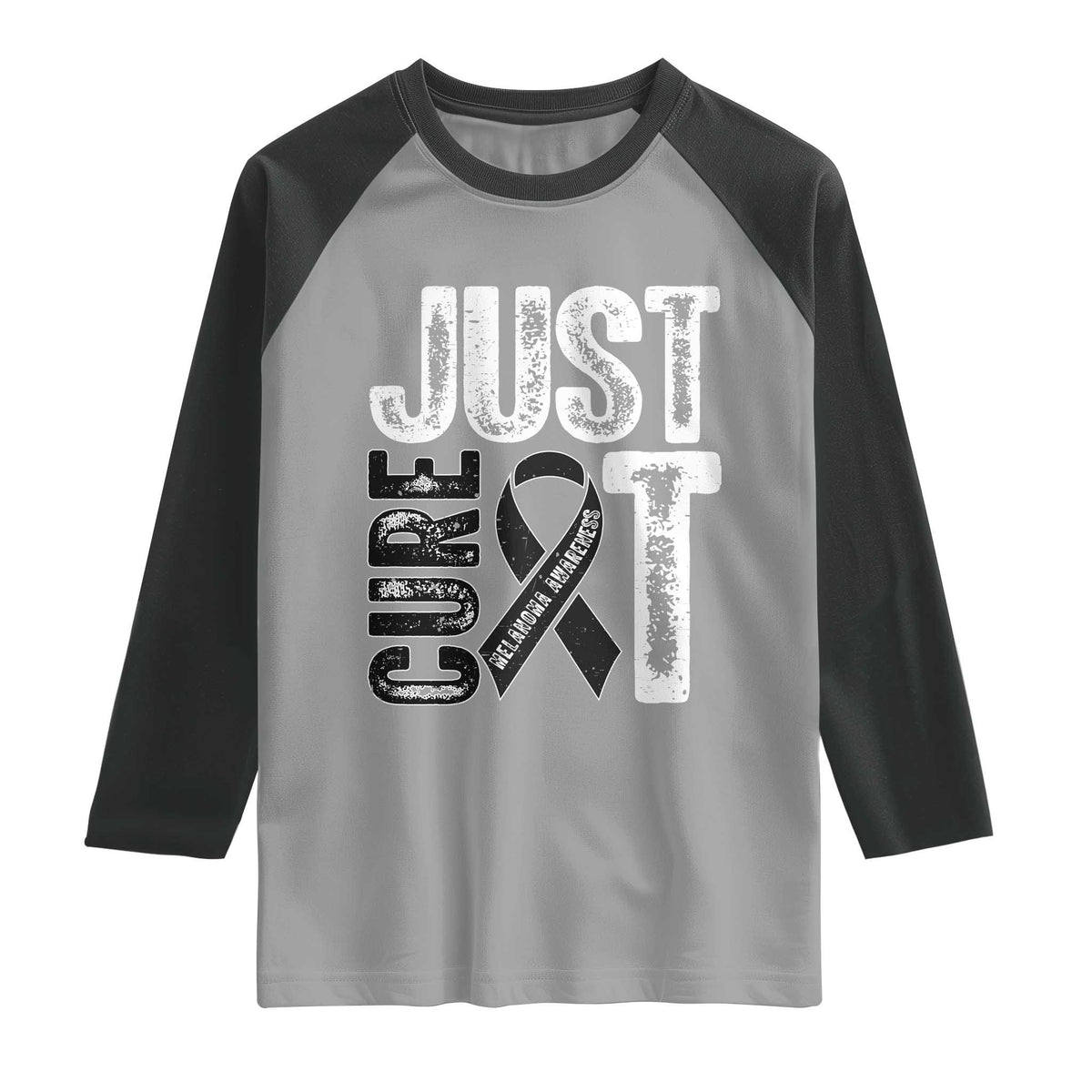 Skin Cancer Warrior Awareness Fighter Raglan Shirt Just Cure It