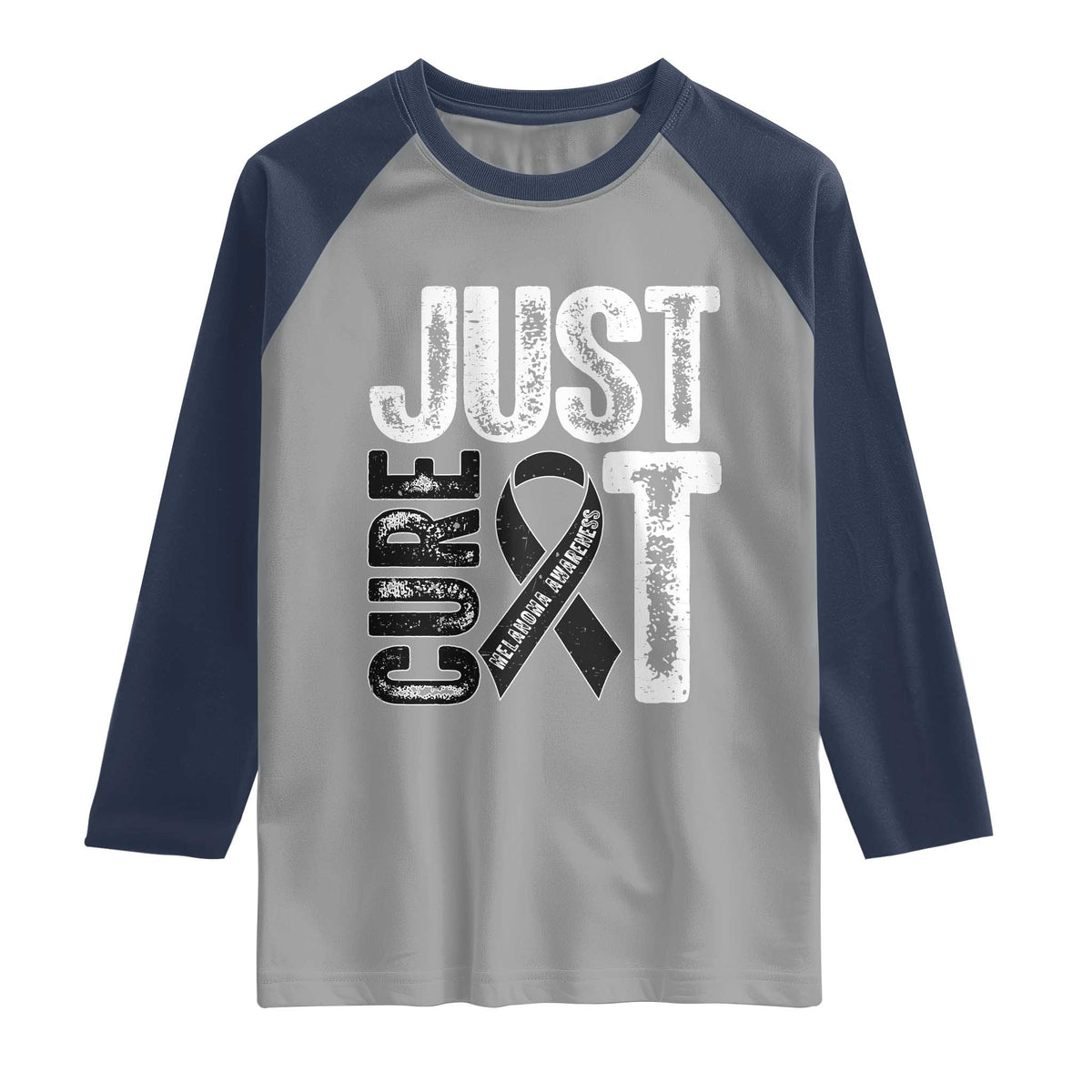 Skin Cancer Warrior Awareness Fighter Raglan Shirt Just Cure It