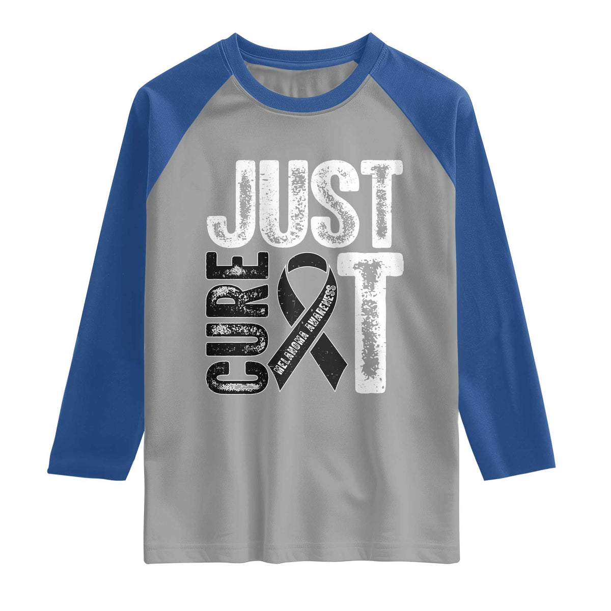 Skin Cancer Warrior Awareness Fighter Raglan Shirt Just Cure It