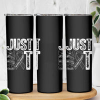 Skin Cancer Warrior Awareness Fighter Skinny Tumbler Just Cure It
