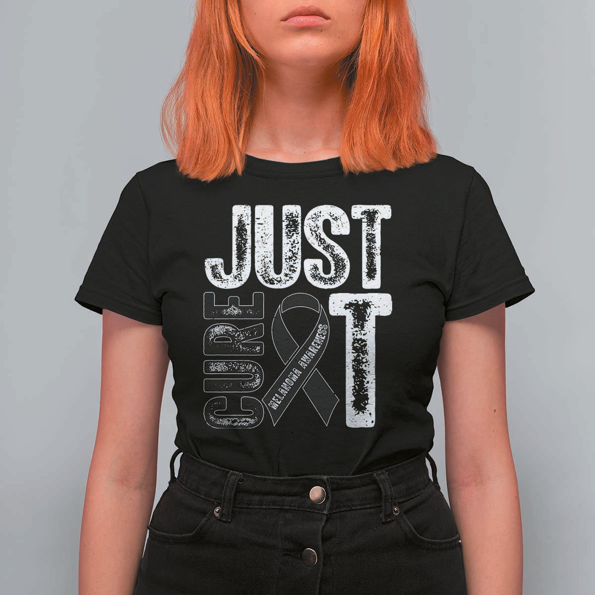 Skin Cancer Warrior Awareness Fighter T Shirt For Women Just Cure It