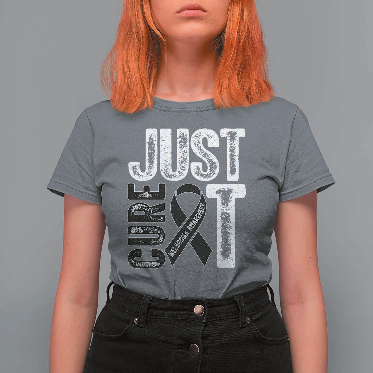 Skin Cancer Warrior Awareness Fighter T Shirt For Women Just Cure It