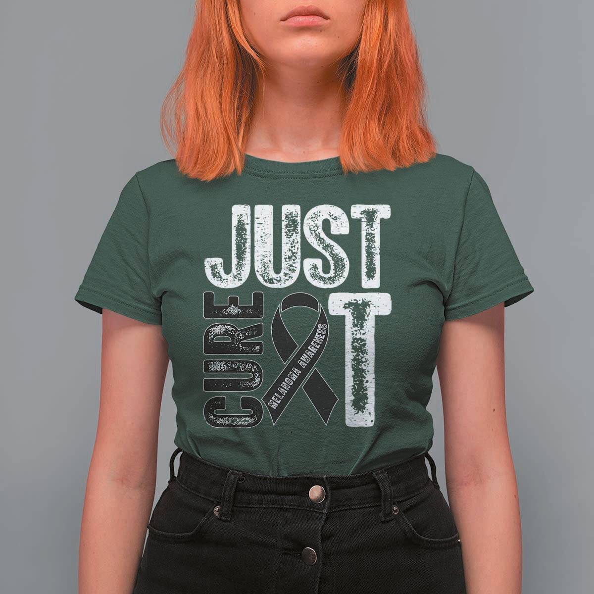Skin Cancer Warrior Awareness Fighter T Shirt For Women Just Cure It
