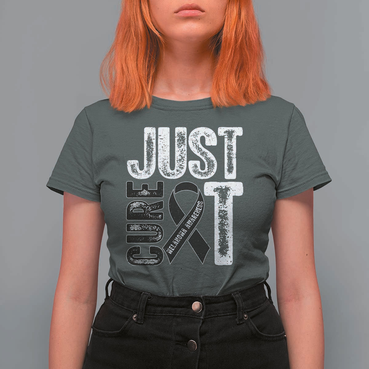 Skin Cancer Warrior Awareness Fighter T Shirt For Women Just Cure It