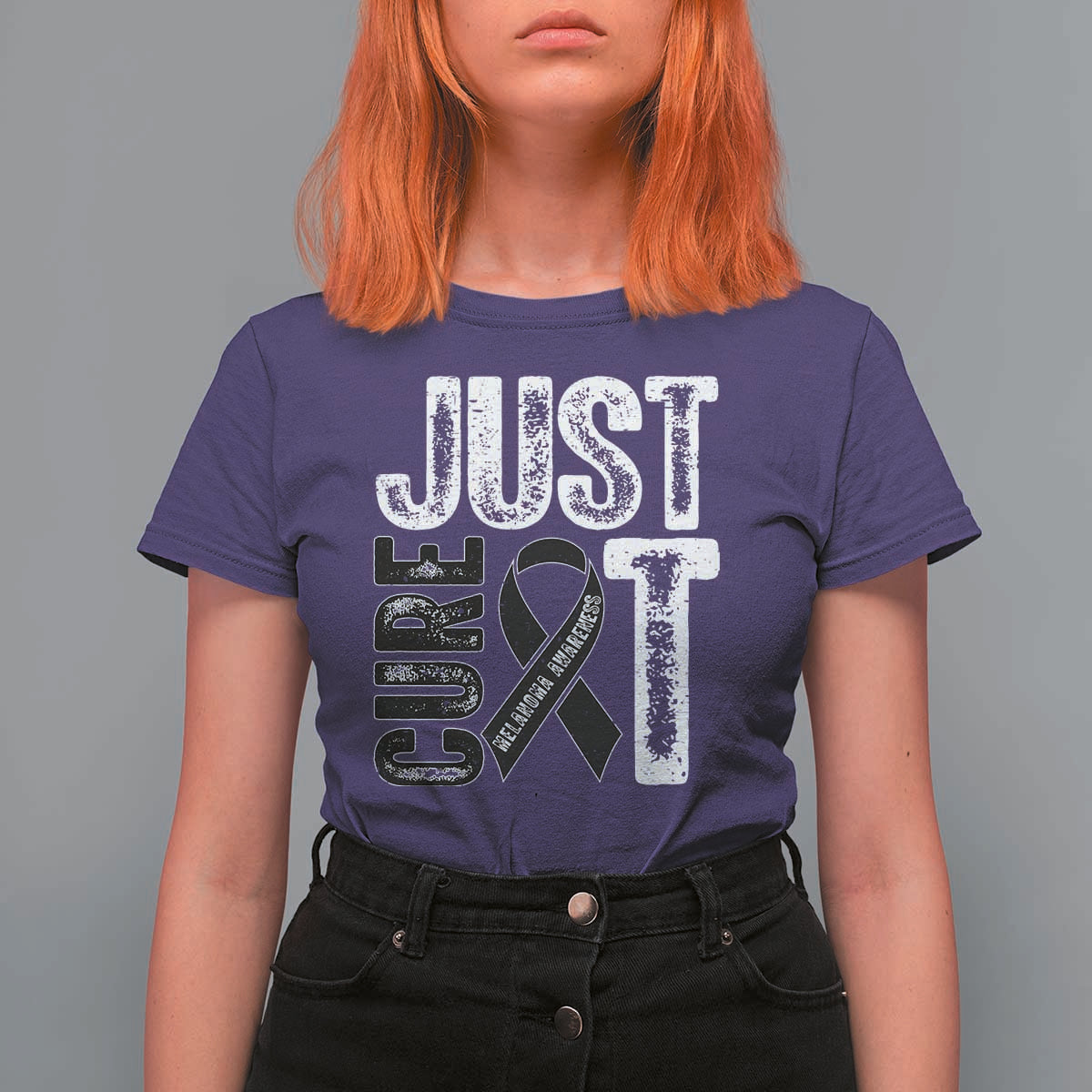 Skin Cancer Warrior Awareness Fighter T Shirt For Women Just Cure It