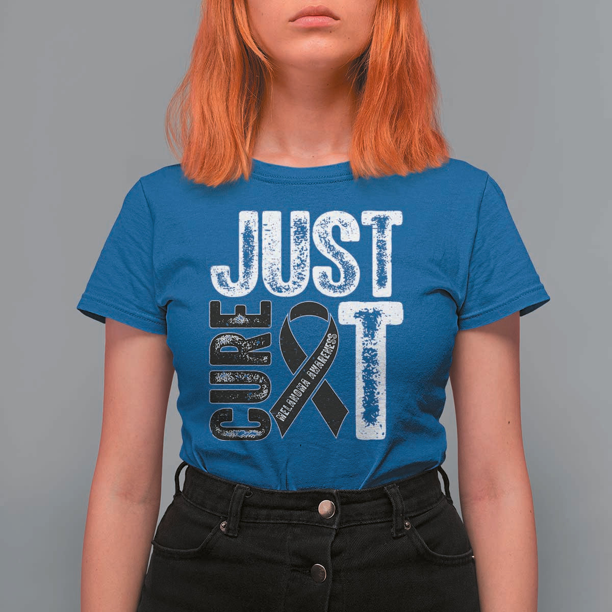 Skin Cancer Warrior Awareness Fighter T Shirt For Women Just Cure It