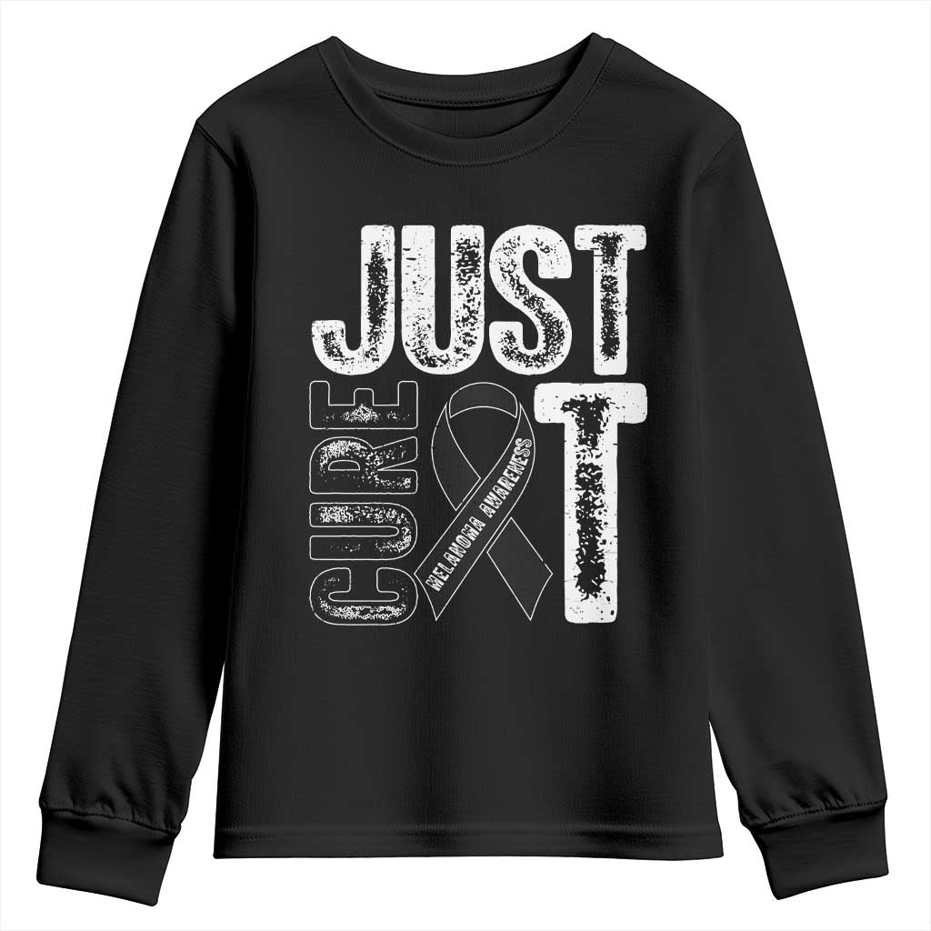 Skin Cancer Warrior Awareness Fighter Youth Sweatshirt Just Cure It