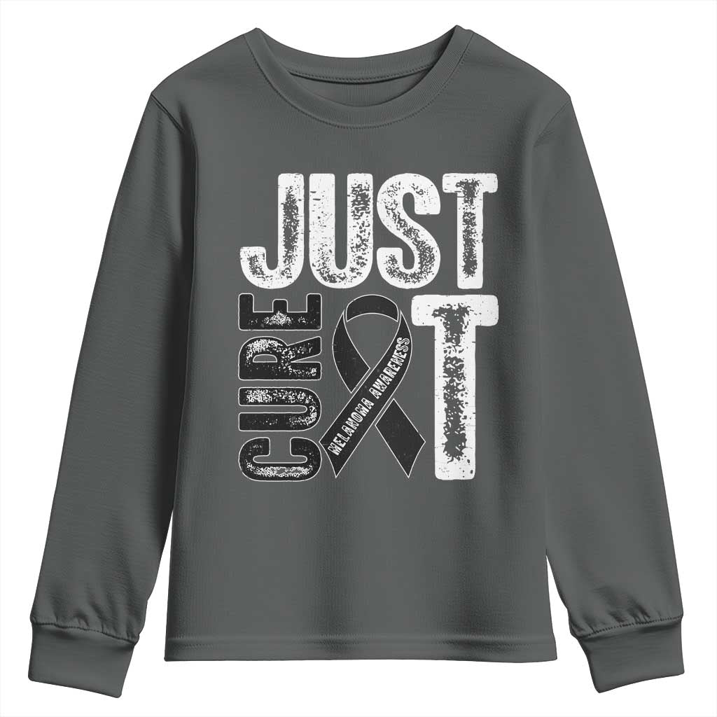 Skin Cancer Warrior Awareness Fighter Youth Sweatshirt Just Cure It