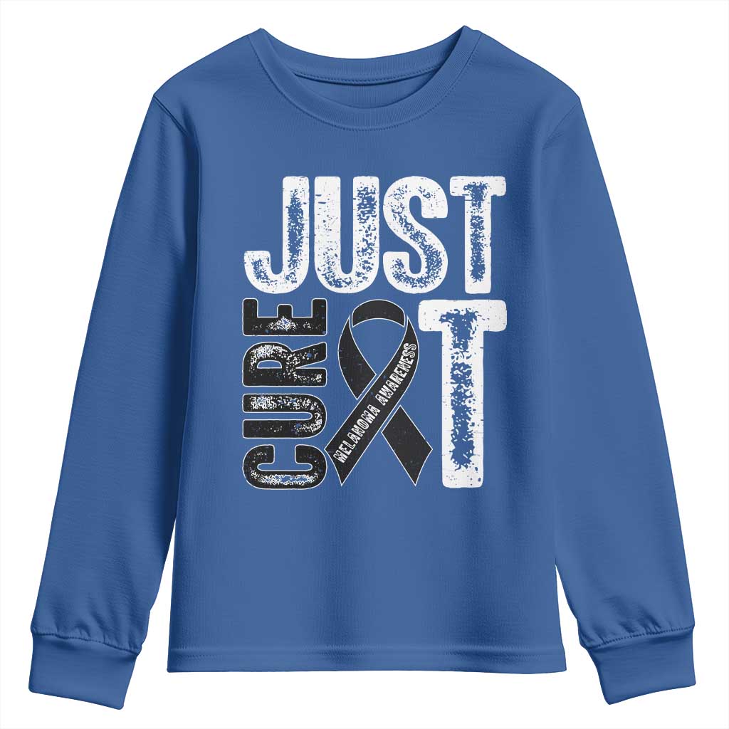 Skin Cancer Warrior Awareness Fighter Youth Sweatshirt Just Cure It