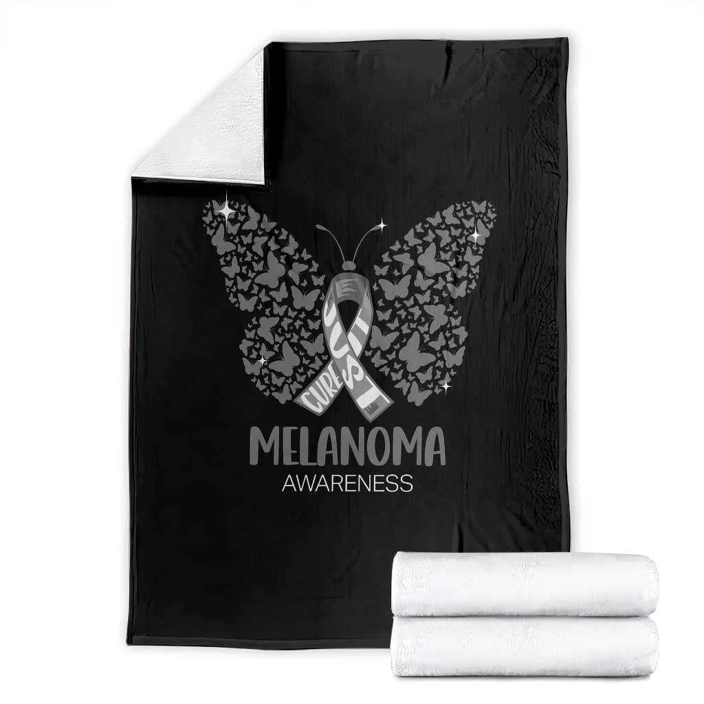 Just Cure It Throw Blanket Melanoma Warrior Butterfly Support
