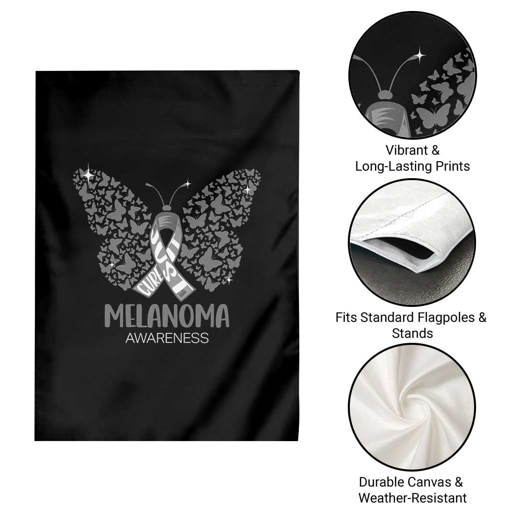 Just Cure It Garden Flag Melanoma Warrior Butterfly Support