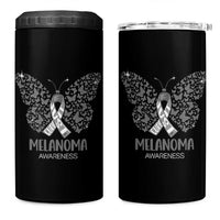 Just Cure It 4 in 1 Can Cooler Tumbler Melanoma Warrior Butterfly Support