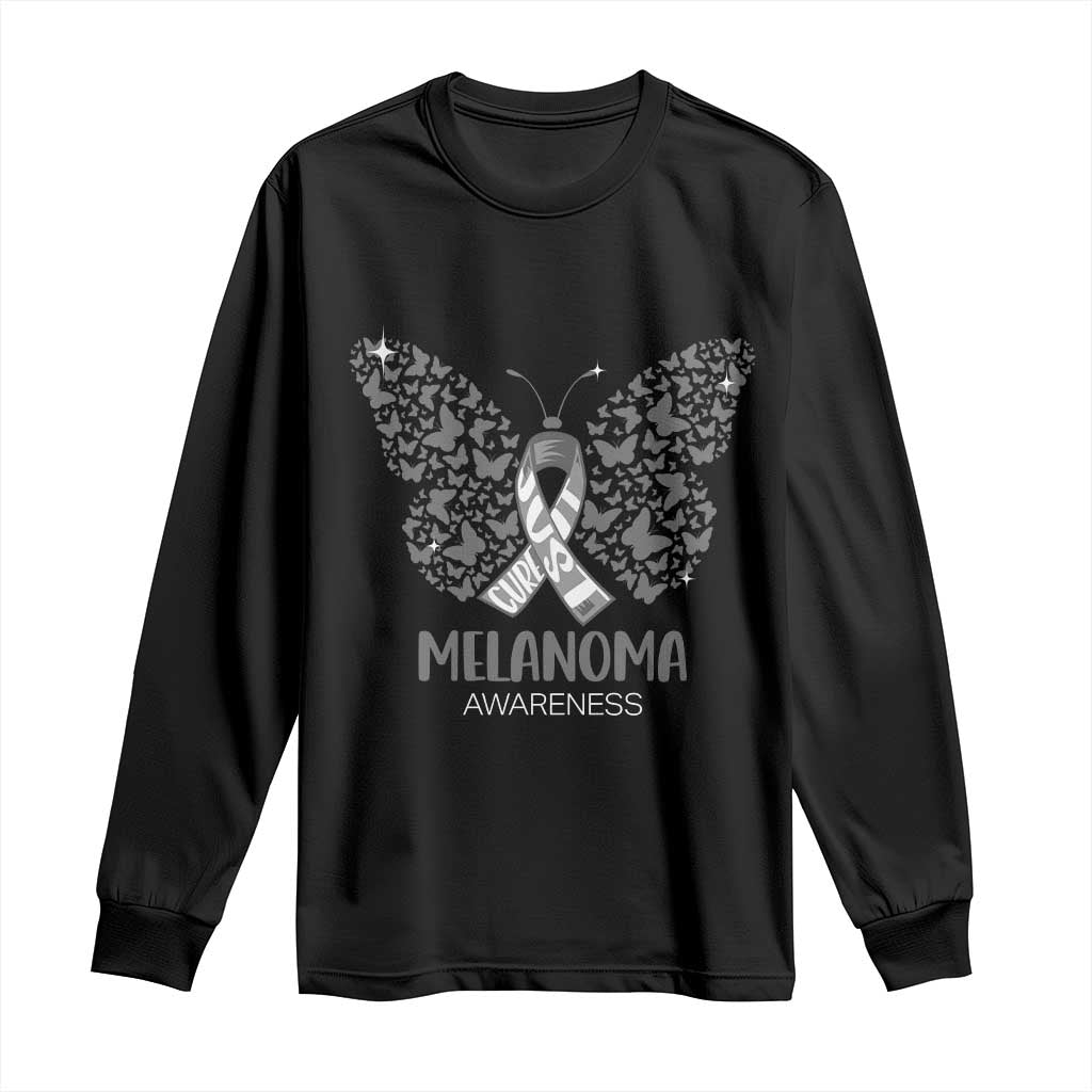 Just Cure It Long Sleeve Shirt Melanoma Warrior Butterfly Support