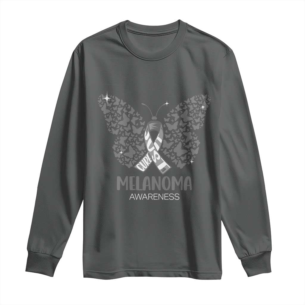 Just Cure It Long Sleeve Shirt Melanoma Warrior Butterfly Support