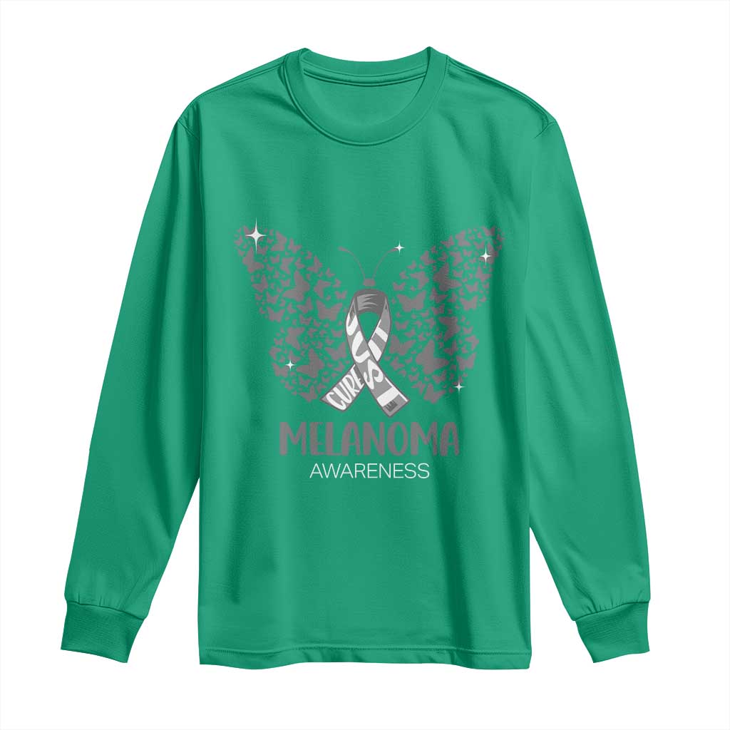 Just Cure It Long Sleeve Shirt Melanoma Warrior Butterfly Support
