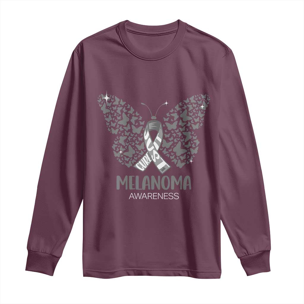 Just Cure It Long Sleeve Shirt Melanoma Warrior Butterfly Support