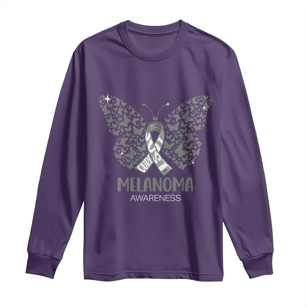 Just Cure It Long Sleeve Shirt Melanoma Warrior Butterfly Support