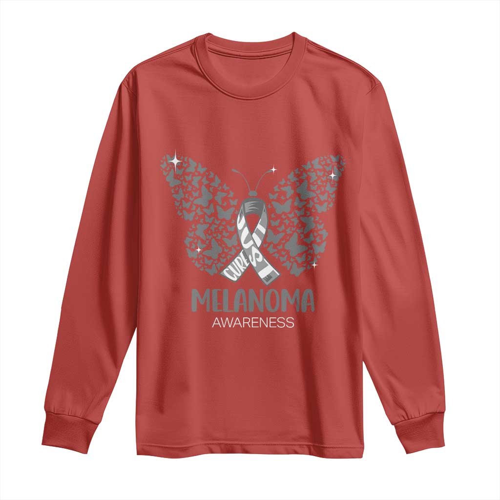 Just Cure It Long Sleeve Shirt Melanoma Warrior Butterfly Support