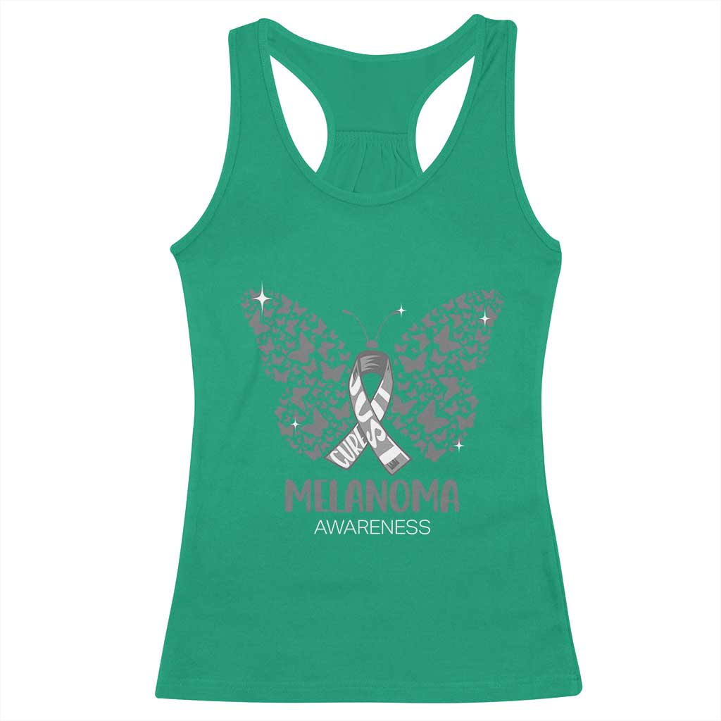 Just Cure It Racerback Tank Top Melanoma Warrior Butterfly Support