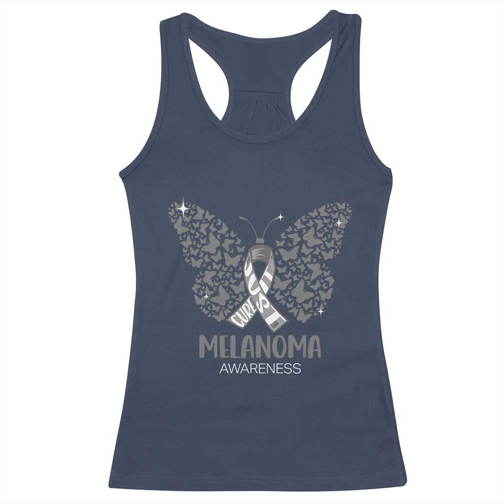 Just Cure It Racerback Tank Top Melanoma Warrior Butterfly Support
