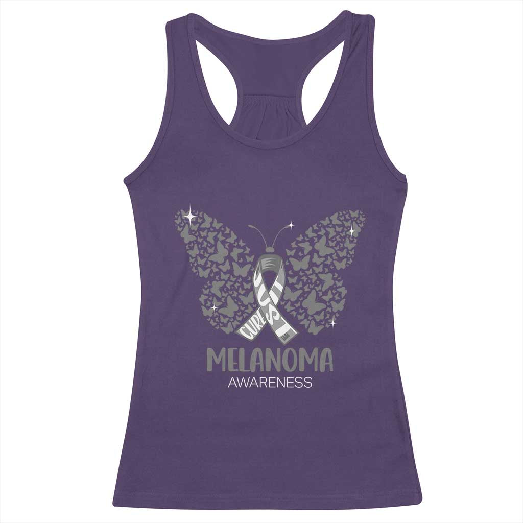 Just Cure It Racerback Tank Top Melanoma Warrior Butterfly Support