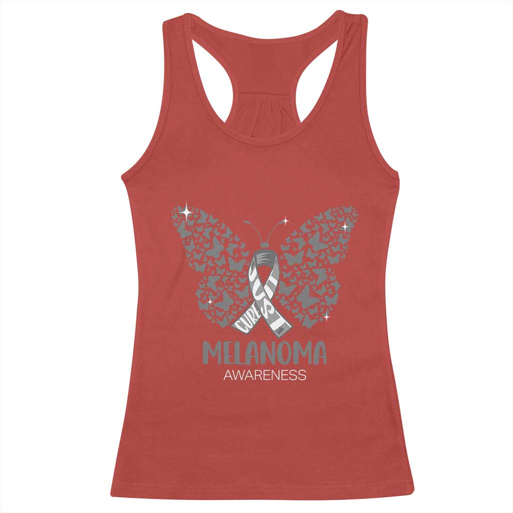 Just Cure It Racerback Tank Top Melanoma Warrior Butterfly Support