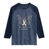 Just Cure It Raglan Shirt Melanoma Warrior Butterfly Support