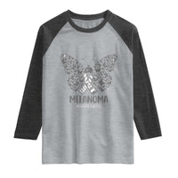 Just Cure It Raglan Shirt Melanoma Warrior Butterfly Support