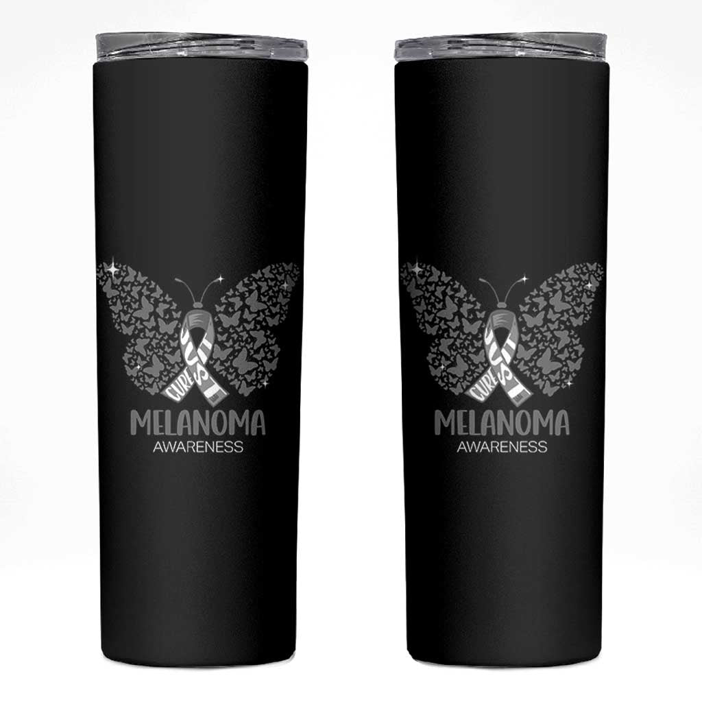 Just Cure It Skinny Tumbler Melanoma Warrior Butterfly Support