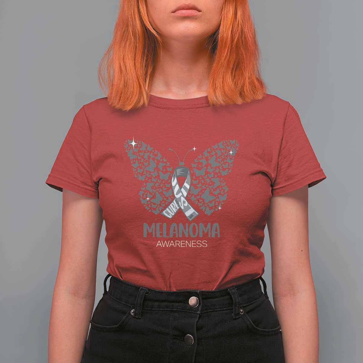 Just Cure It T Shirt For Women Melanoma Warrior Butterfly Support