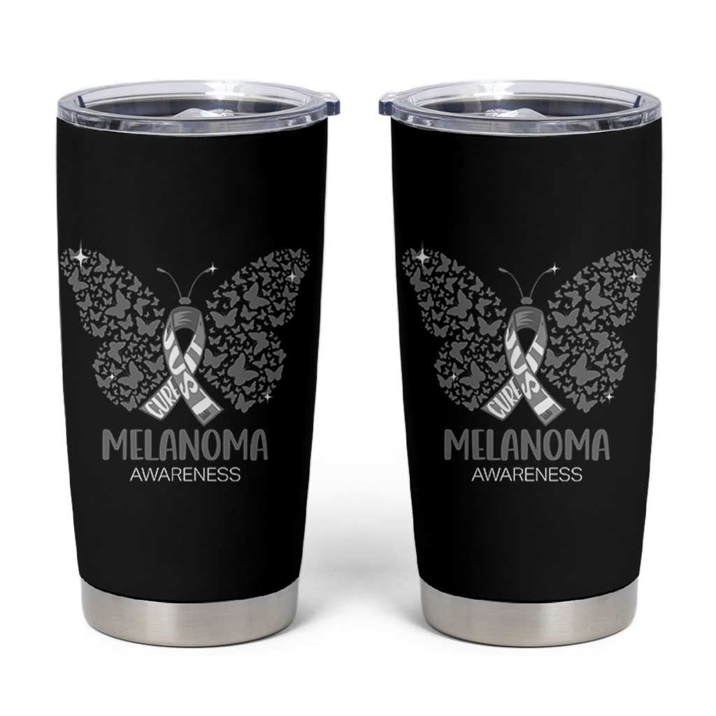 Just Cure It Tumbler Cup Melanoma Warrior Butterfly Support