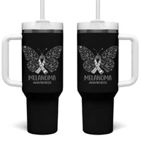 Just Cure It Tumbler With Handle Melanoma Warrior Butterfly Support