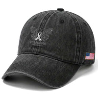 Just Cure It Washed Cotton Baseball Cap Melanoma Warrior Butterfly Support