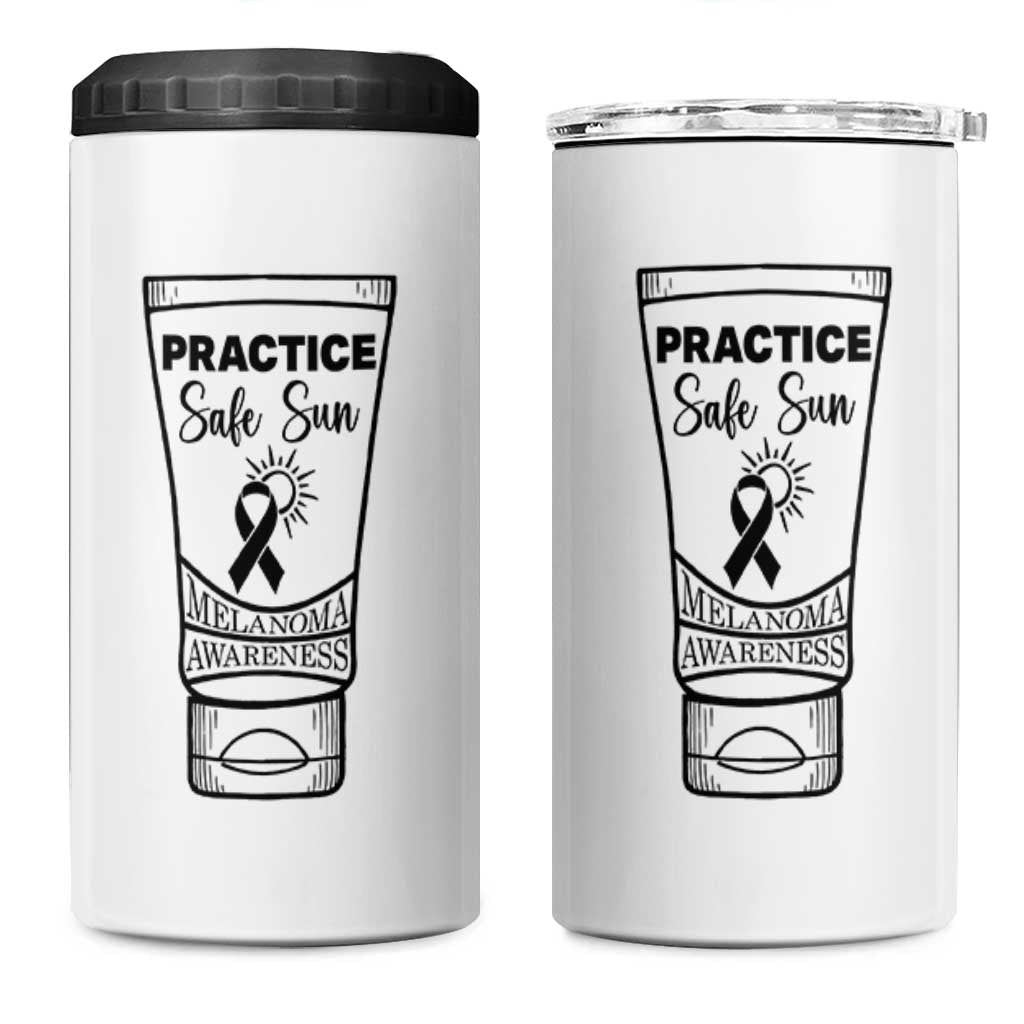 Skin Cancer Prevention 4 in 1 Can Cooler Tumbler Practice Safe Sun Awareness Gift
