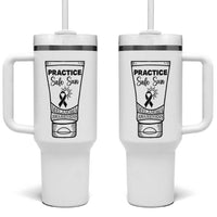 Skin Cancer Prevention Tumbler With Handle Practice Safe Sun Awareness Gift