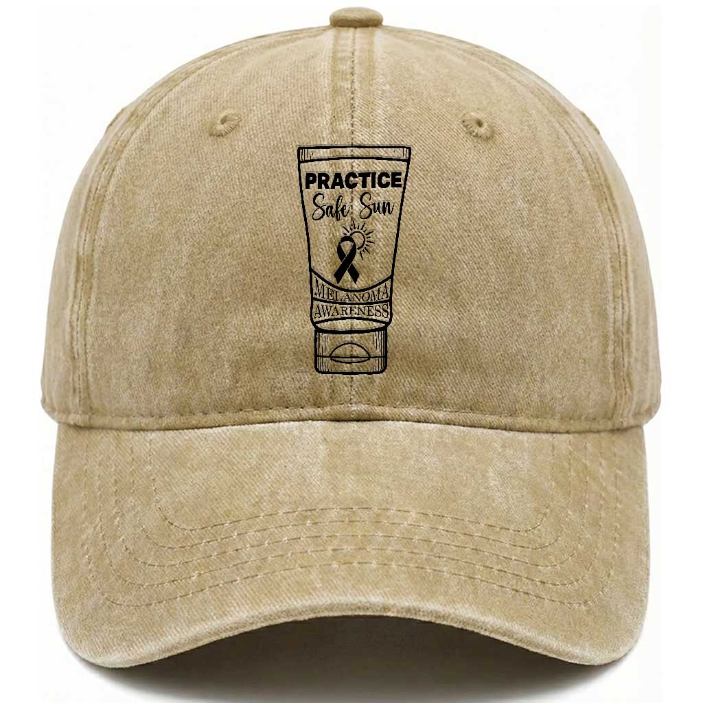 Skin Cancer Prevention Washed Cotton Baseball Cap Practice Safe Sun Awareness Gift
