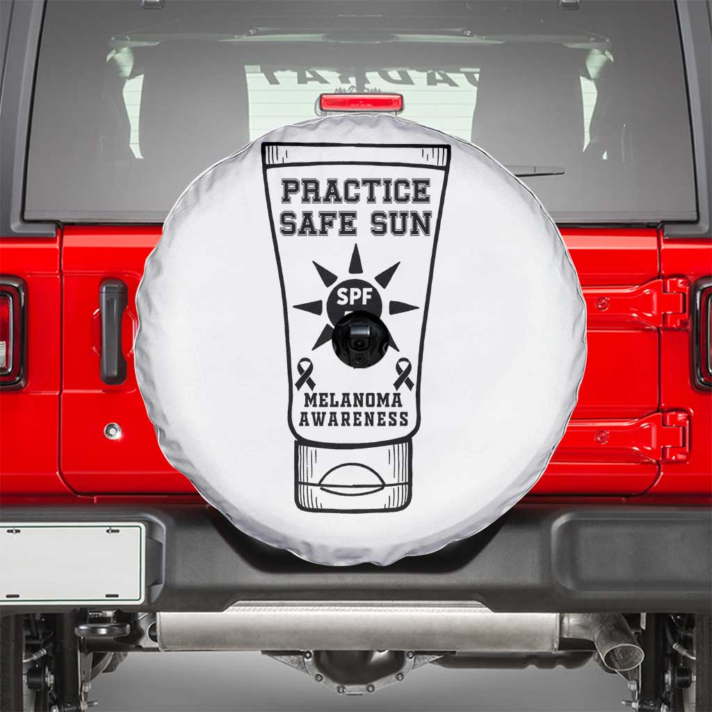 Practice Safe Sun Spare Tire Cover Funny Melanoma Skin Cancer Graphic