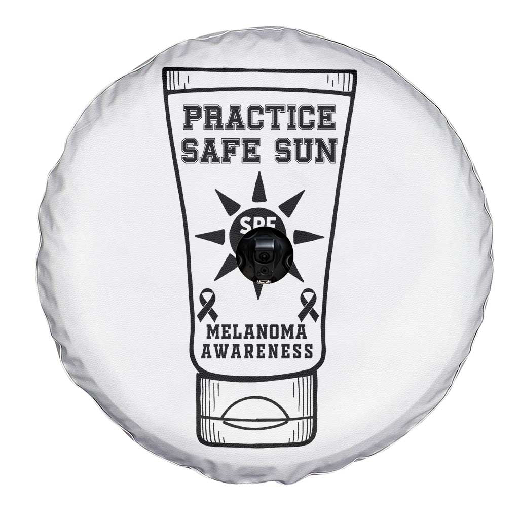 Practice Safe Sun Spare Tire Cover Funny Melanoma Skin Cancer Graphic
