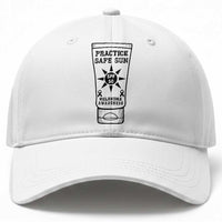 Practice Safe Sun Baseball Cap Funny Melanoma Skin Cancer Graphic