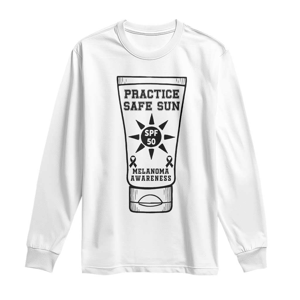 Practice Safe Sun Long Sleeve Shirt Funny Melanoma Skin Cancer Graphic