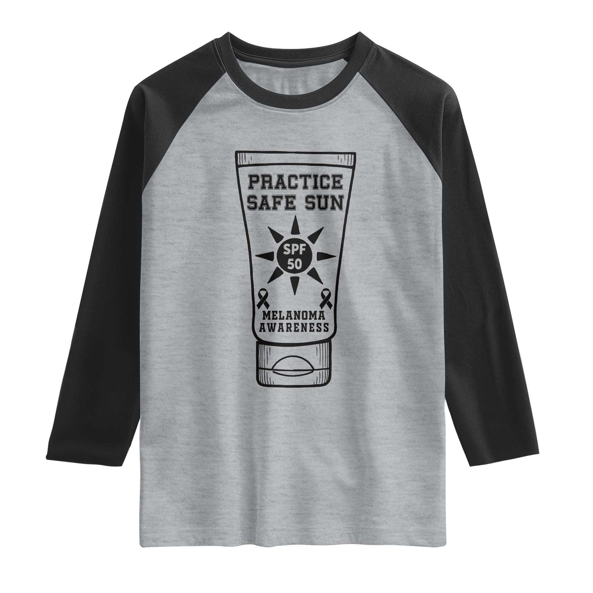 Practice Safe Sun Raglan Shirt Funny Melanoma Skin Cancer Graphic