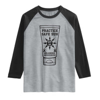 Practice Safe Sun Raglan Shirt Funny Melanoma Skin Cancer Graphic