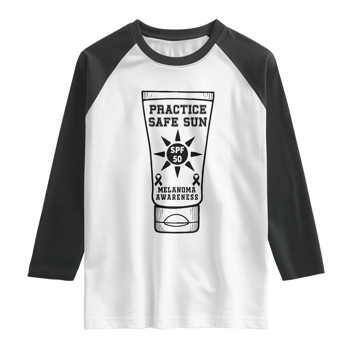 Practice Safe Sun Raglan Shirt Funny Melanoma Skin Cancer Graphic