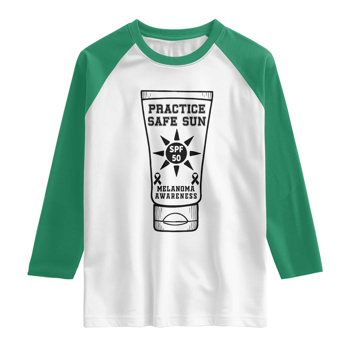 Practice Safe Sun Raglan Shirt Funny Melanoma Skin Cancer Graphic