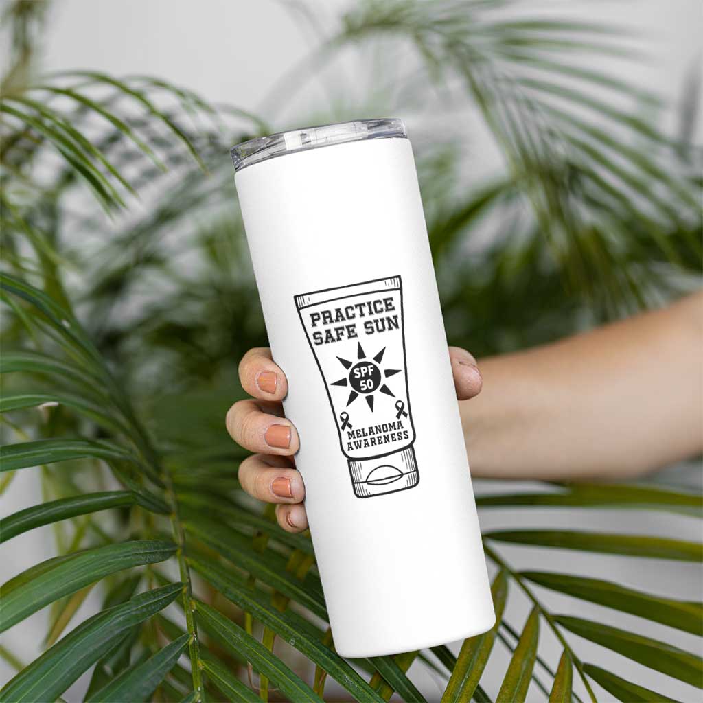 Practice Safe Sun Skinny Tumbler Funny Melanoma Skin Cancer Graphic