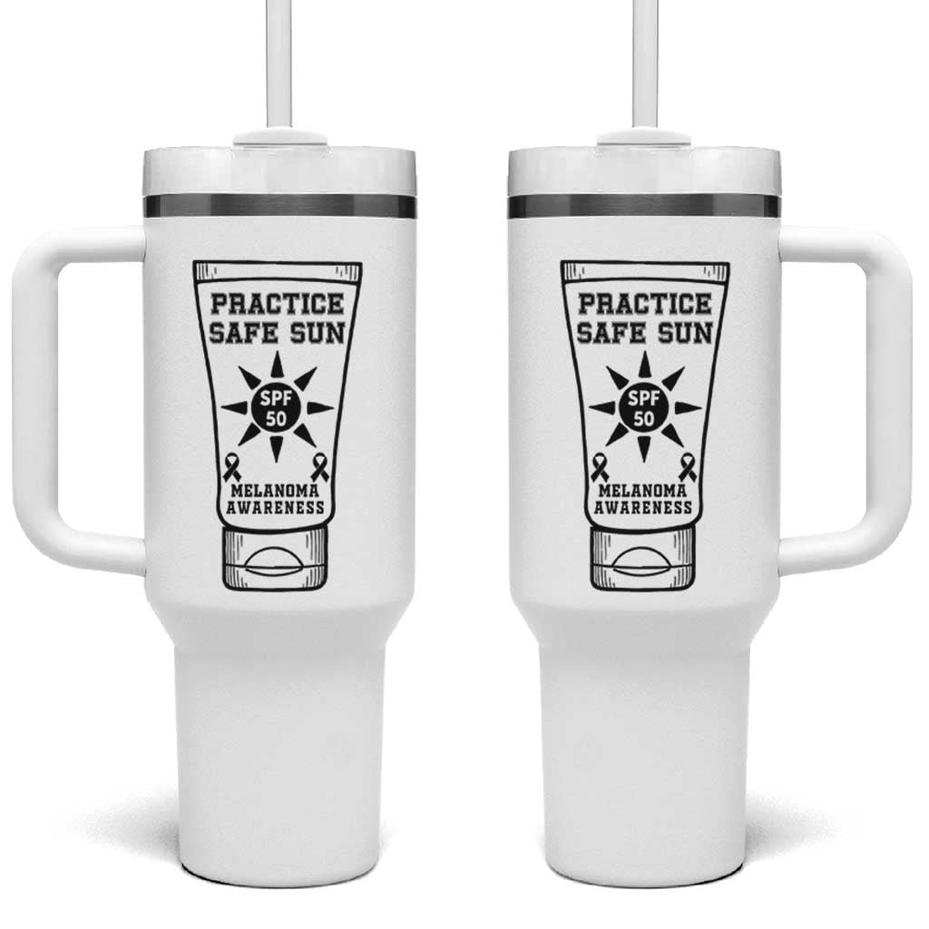 Practice Safe Sun Tumbler With Handle Funny Melanoma Skin Cancer Graphic