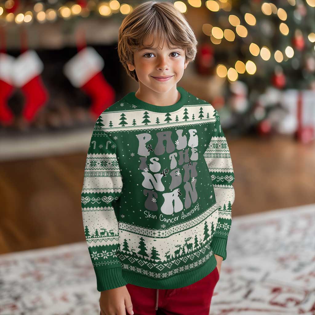 Skin Cancer Warrior Ugly Christmas Sweater Pale Is The New Tan