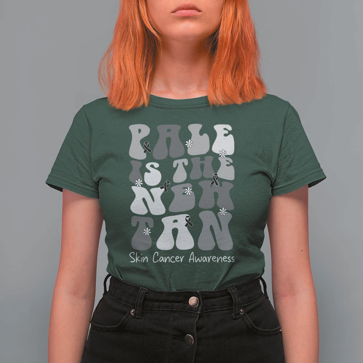 Skin Cancer Warrior T Shirt For Women Pale Is The New Tan